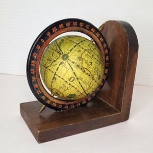 Vintage Globe Bookend with Wooden Base